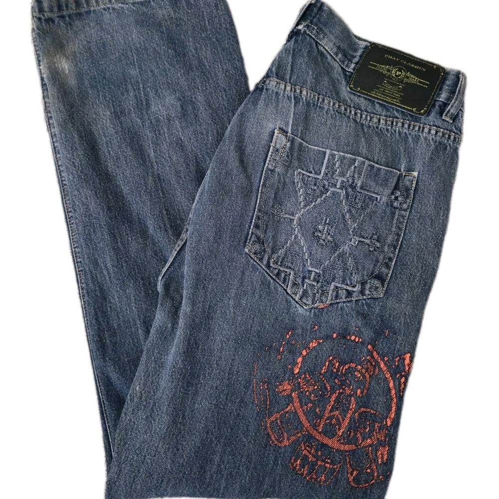 Vintage Y2K Phat Farm Classics Baggy Denim Jeans – Size 38x34 Embroidered